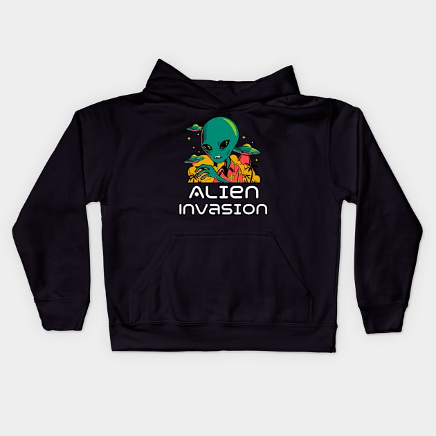 Alien Invasion Kids Hoodie by JT Hooper Designs